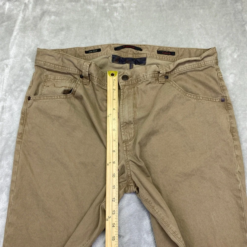 Alberto‎ Modern Fit Trousers Khaki Tan Chinos Men's Sz 38 Cotton Stretch Preppy